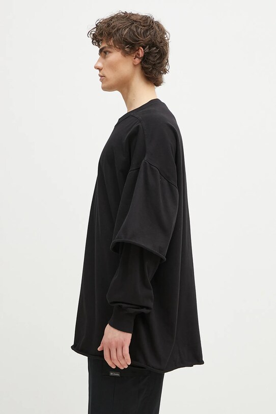 Rick Owens longsleeve bawełniany Tommy Hustler DU01E3266.RIGRN czarny SS25