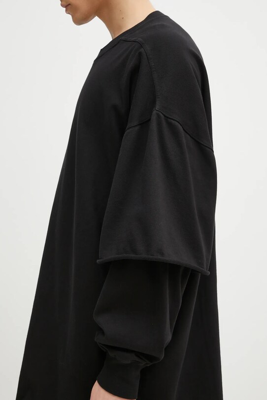 Rick Owens longsleeve bawełniany Tommy Hustler czarny DU01E3266.RIGRN