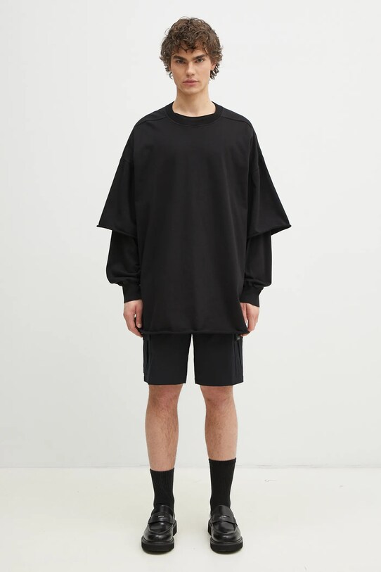 Rick Owens longsleeve bawełniany Tommy Hustler DU01E3266.RIGRN czarny
