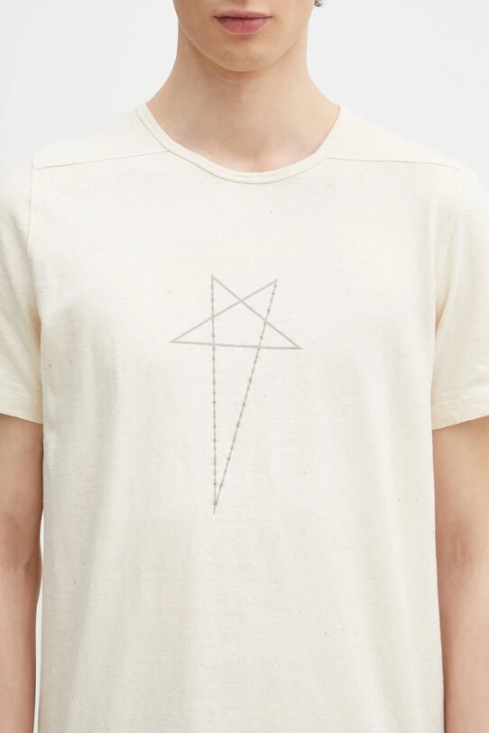 Rick Owens t-shirt bawełniany Level T beżowy DU01E3250.RNNP3P