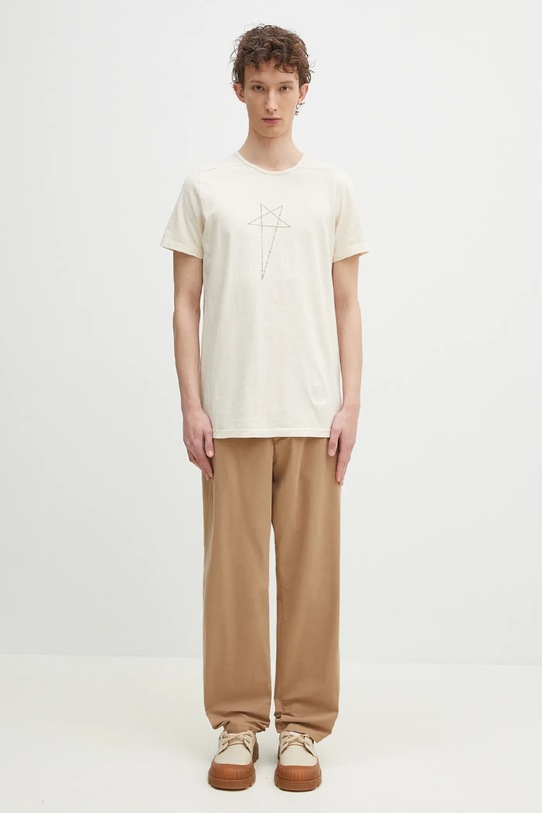 Rick Owens t-shirt bawełniany Level T DU01E3250.RNNP3P beżowy
