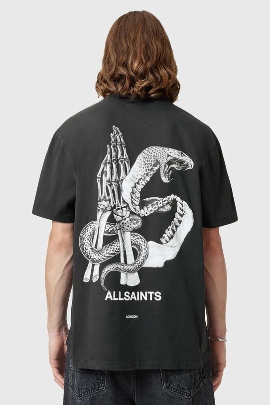 Памучна тениска AllSaints ASP M004PC черен SS25