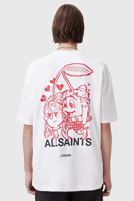 AllSaints tricou din bumbac BREAKUP M022PC alb SS25