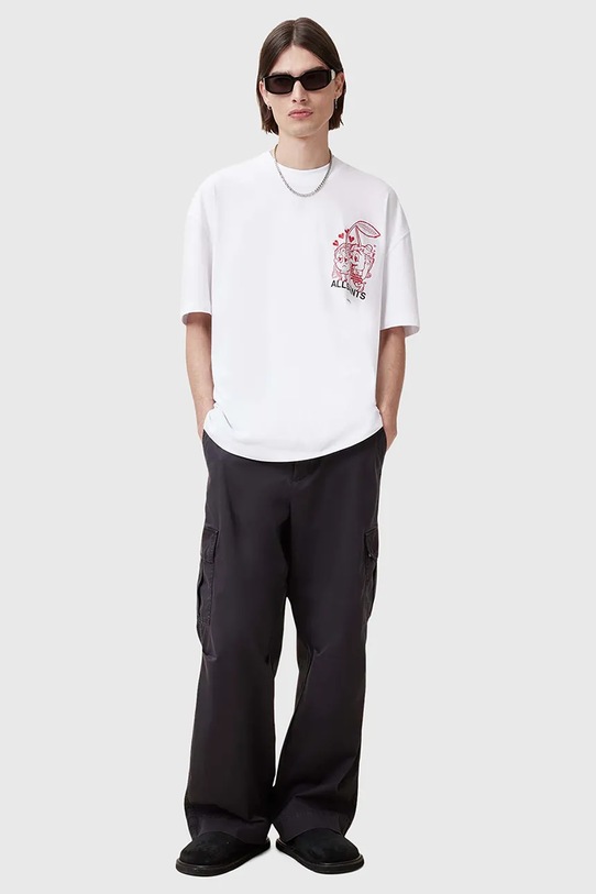 AllSaints tricou din bumbac BREAKUP alb M022PC