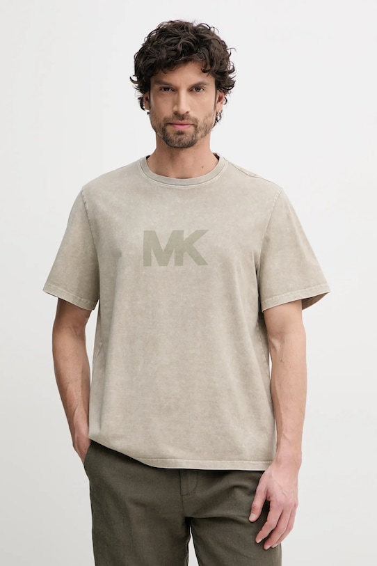 Michael Kors t-shirt bawełniany nadruk beżowy CS552I11V2