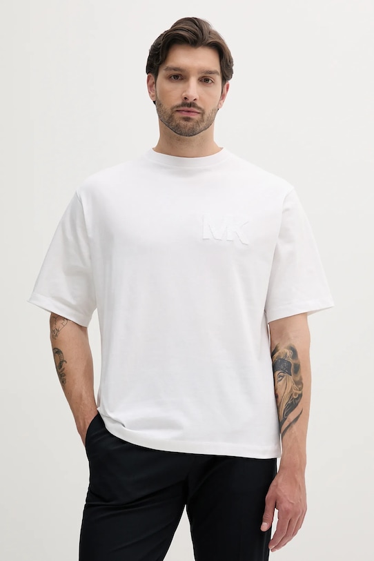 Bavlněné tričko Michael Kors nášivka bílá CS552HY1V2