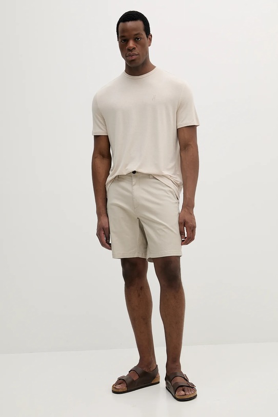 Majica kratkih rukava s dodatkom lana Marciano by Guess 5GHI00.6315A bež SS25