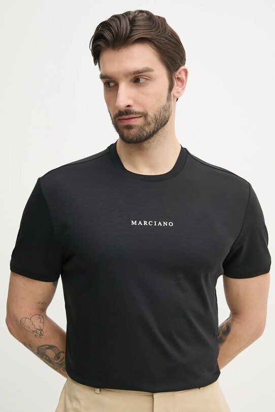 Marciano Guess tricou din amestec de mătase negru 5GHI08.6323A