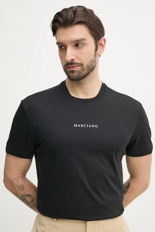 Marciano by Guess tricou din amestec de mătase negru 5GHI08.6323A