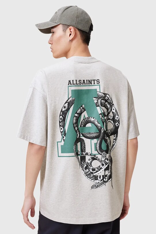 Хлопковая футболка AllSaints CADUCEUS хлопок серый M005PC