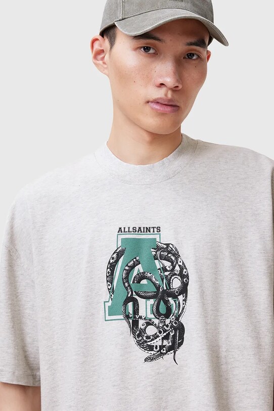 Одежда Хлопковая футболка AllSaints CADUCEUS M005PC серый