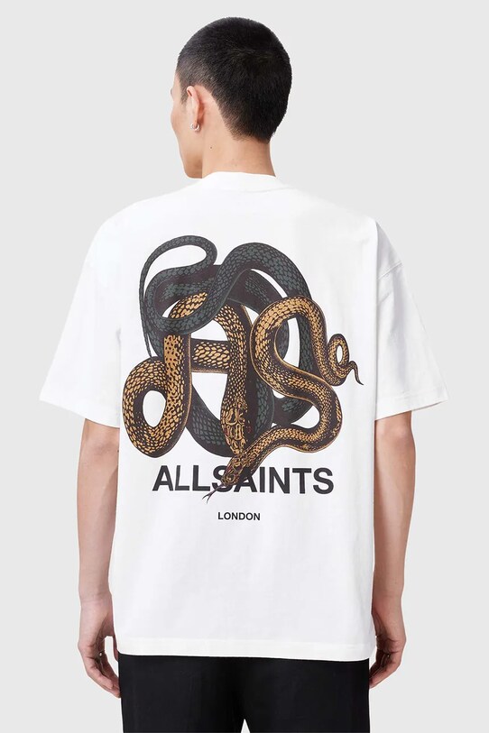 AllSaints pamut póló RETICULATE M009PC fehér SS25