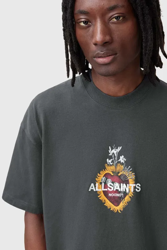 AllSaints t-shirt bawełniany HEARTFELT M014PC czarny SS25