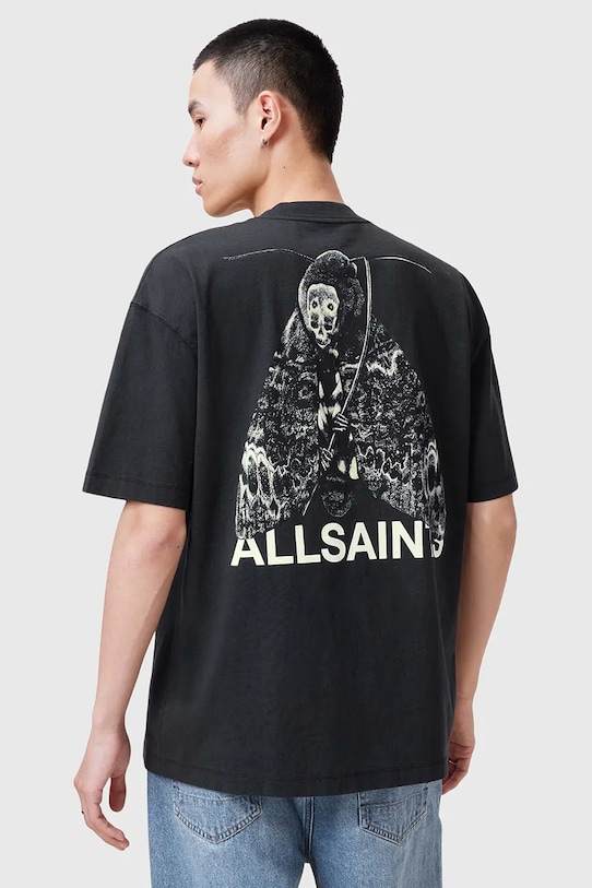 AllSaints tricou din bumbac CHRYSALYPSE print negru M025PC