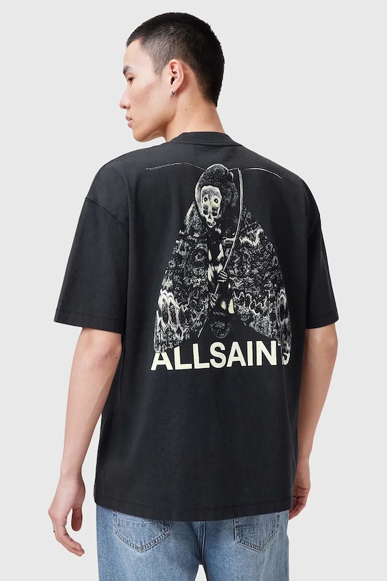 Памучна тениска AllSaints CHRYSALYPSE свободна черен M025PC