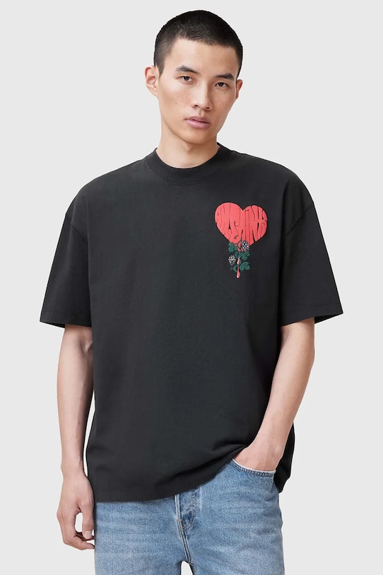 Odjeća Pamučna majica AllSaints SOWN M027PC crna