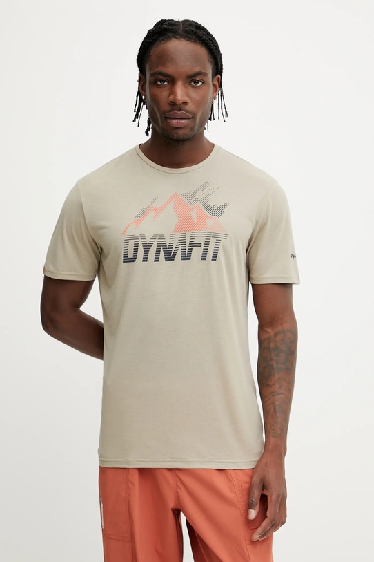 Dynafit t-shirt sportowy Transalper wzorzyste beżowy 08.0000071884