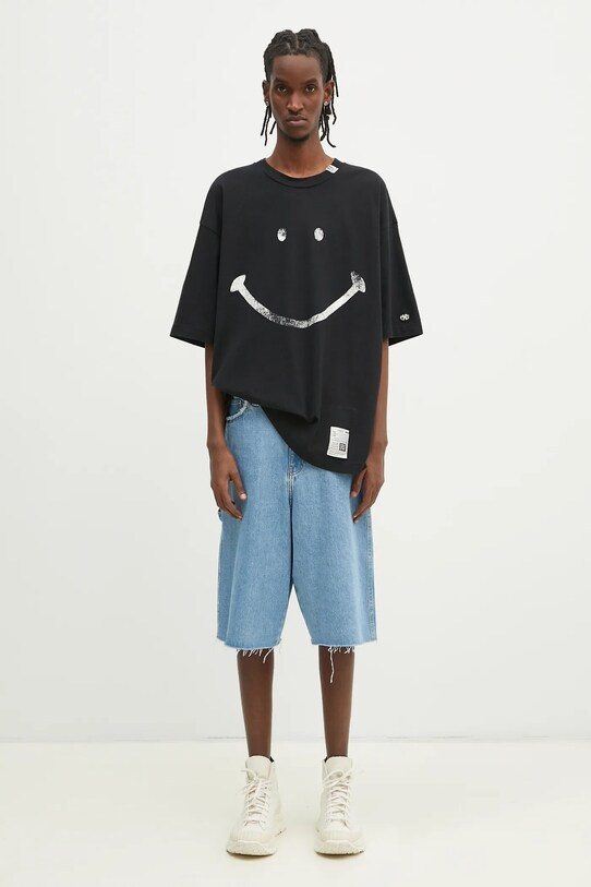 Maison MIHARA YASUHIRO t-shirt in cotone Smily Face Printed Tee J14TS782 nero