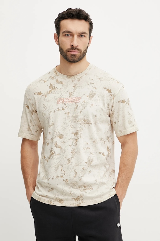 Guess t-shirt bawełniany MUSCARI nadruk beżowy Z5GI01.I3Z14