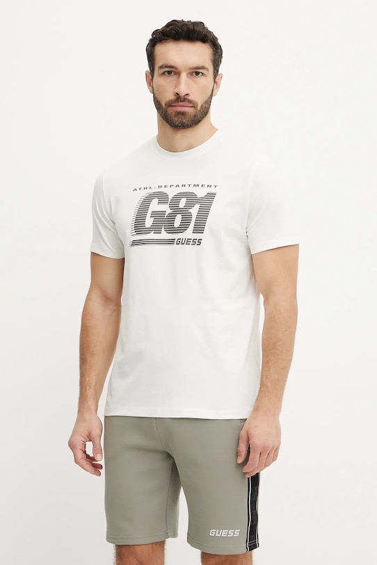 Памучна тениска Guess CORMS стандартна бежов Z5GI06.I3Z14