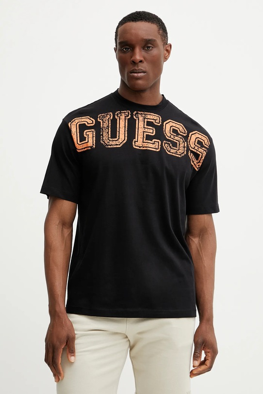 Guess t-shirt bawełniany BUGLER nadruk czarny Z5GI15.I3Z14