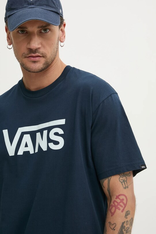 Vans tricou din bumbac bleumarin VN000GGGEB41