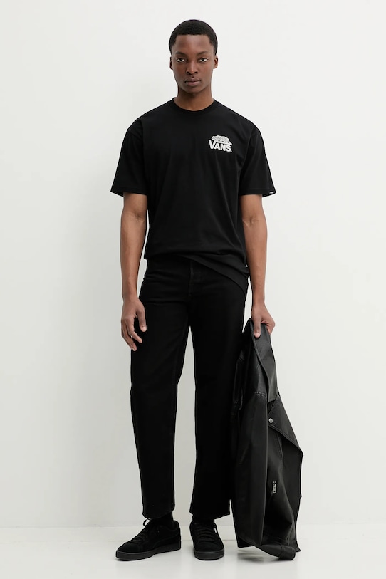 Βαμβακερό μπλουζάκι Vans VN000M3YBLK1 μαύρο SS25