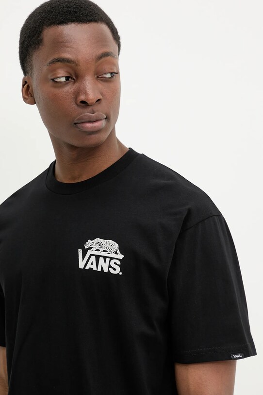 Vans tricou din bumbac negru VN000M3YBLK1