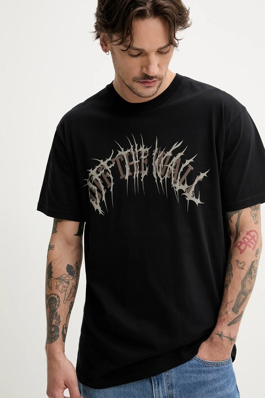 Vans tricou din bumbac print negru VN000M47BLK1