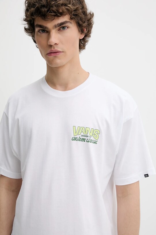 Βαμβακερό μπλουζάκι Vans λευκό VN000M60WHT1
