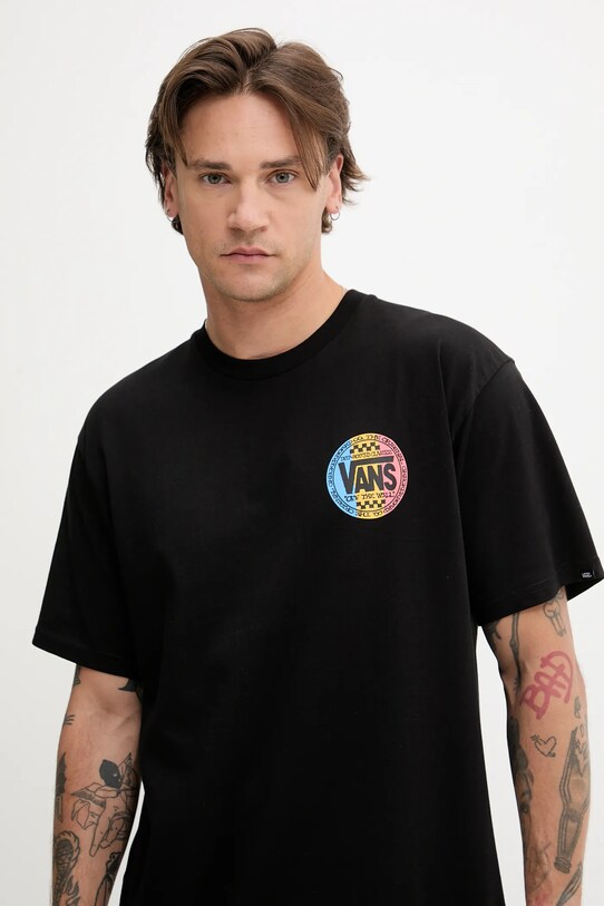 Vans tricou din bumbac negru VN000M6RBLK1