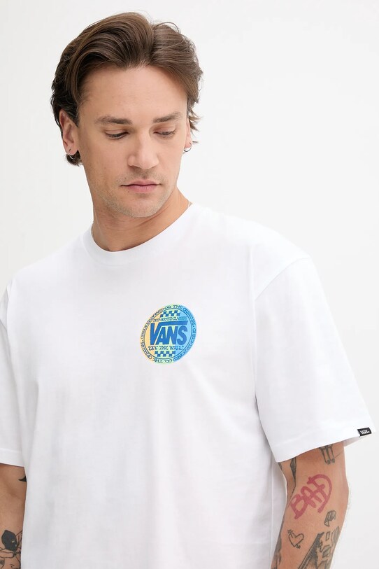 Vans tricou din bumbac alb VN000M6RWHT1