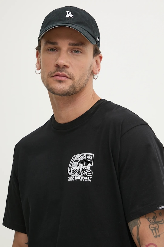 Βαμβακερό μπλουζάκι Vans μαύρο VN000NHPBLK1