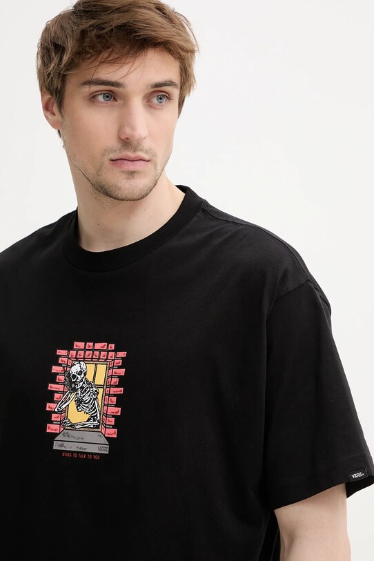 Vans tricou din bumbac negru VN000NHUBLK1