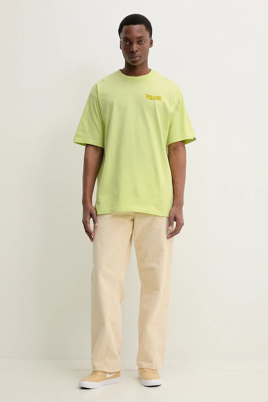 Βαμβακερό μπλουζάκι Vans VN000NWGCLH1 πράσινο SS25