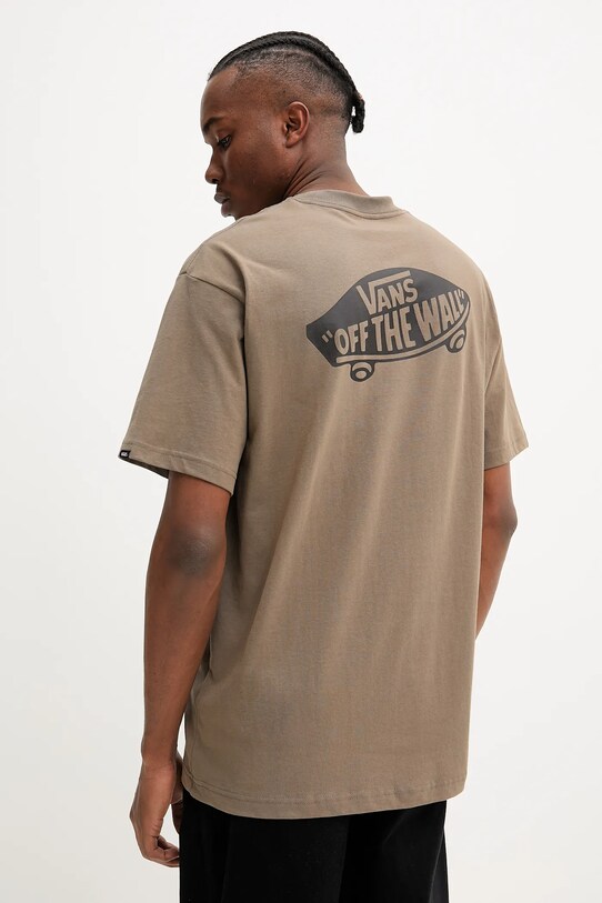 Vans tricou din bumbac print maro VN000P509JC1