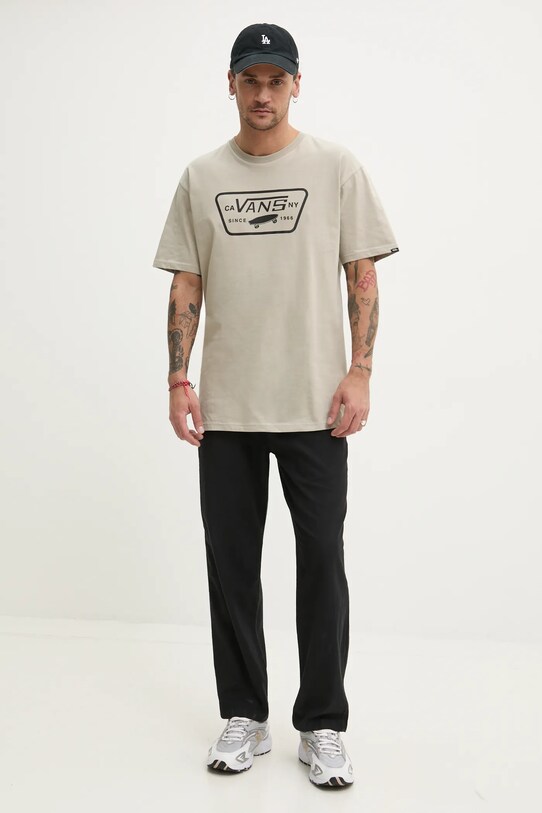 Vans t-shirt bawełniany VN000QN8ZUJ1 beżowy SS25