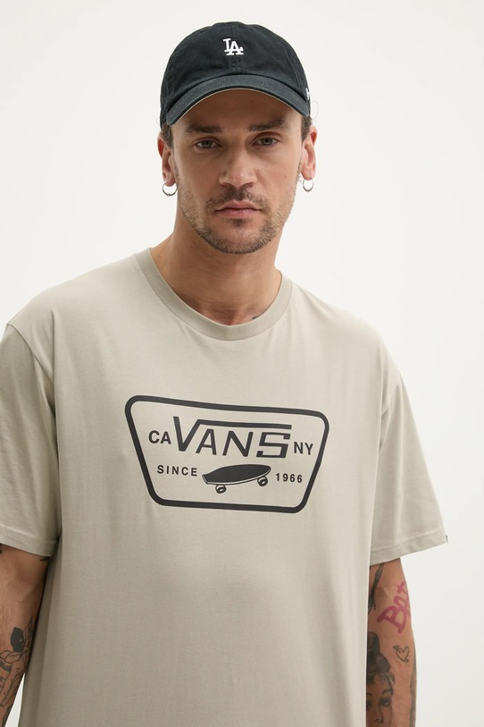 Bavlněné tričko Vans béžová VN000QN8ZUJ1