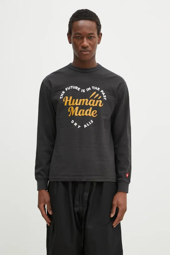 Human Made cotton longsleeve top Graphic L/S T-Shirt regular black HM29CS019