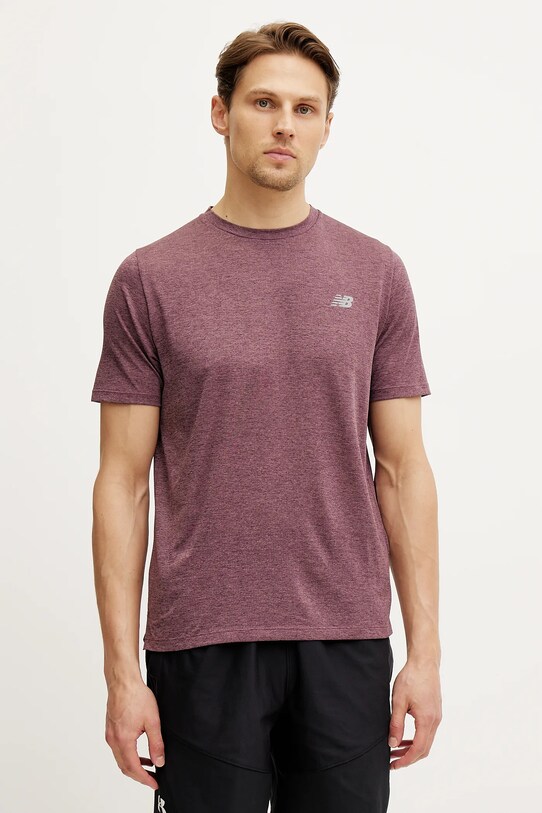 Тениска за бягане New Balance Athletics меланж виолетов MT41253FDP