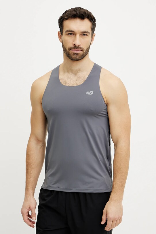 Běžecké tričko New Balance Race Day hladký šedá MT43512GT