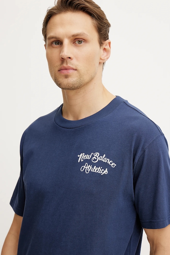 New Balance tricou din bumbac bleumarin MT43556NNY