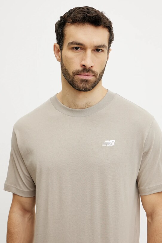Памучна тениска New Balance бежов MT41509ADS