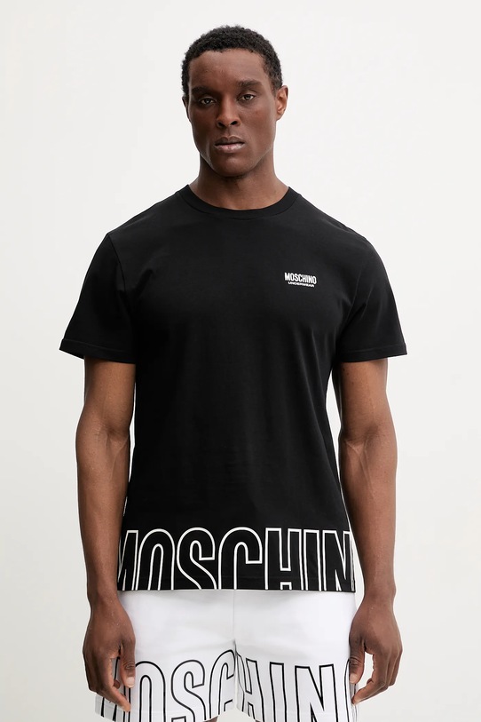 Moschino Underwear t-shirt bawełniany lounge nadruk czarny 0712.4303