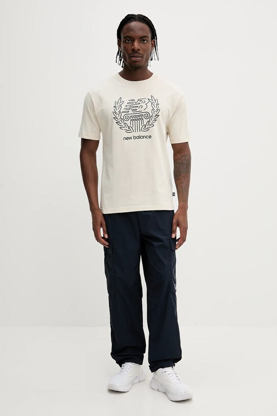 New Balance tricou din bumbac MT51974LIN bej SS25