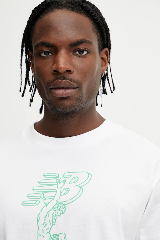 New Balance t-shirt bawełniany biały MT51978WT