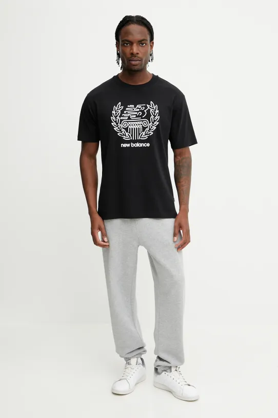 New Balance t-shirt bawełniany MT51974BK czarny SS25