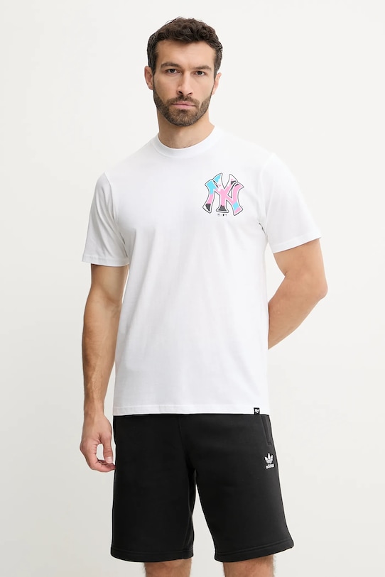 47 brand t-shirt bawełniany MLB New York Yankees nadruk biały BB017TEMECH657667WW