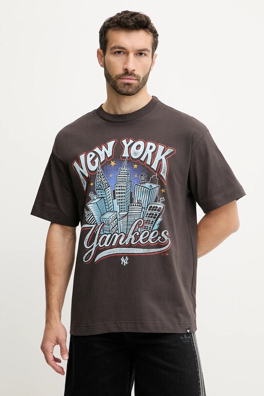 47 brand tricou din bumbac MLB New York Yankees print maro BB017TMKBRU643616C9