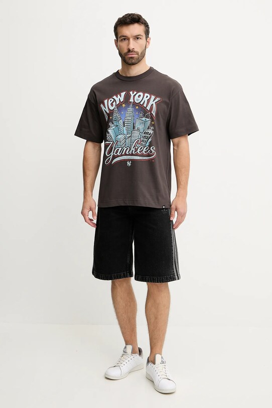 47 brand tricou din bumbac MLB New York Yankees BB017TMKBRU643616C9 maro SS25